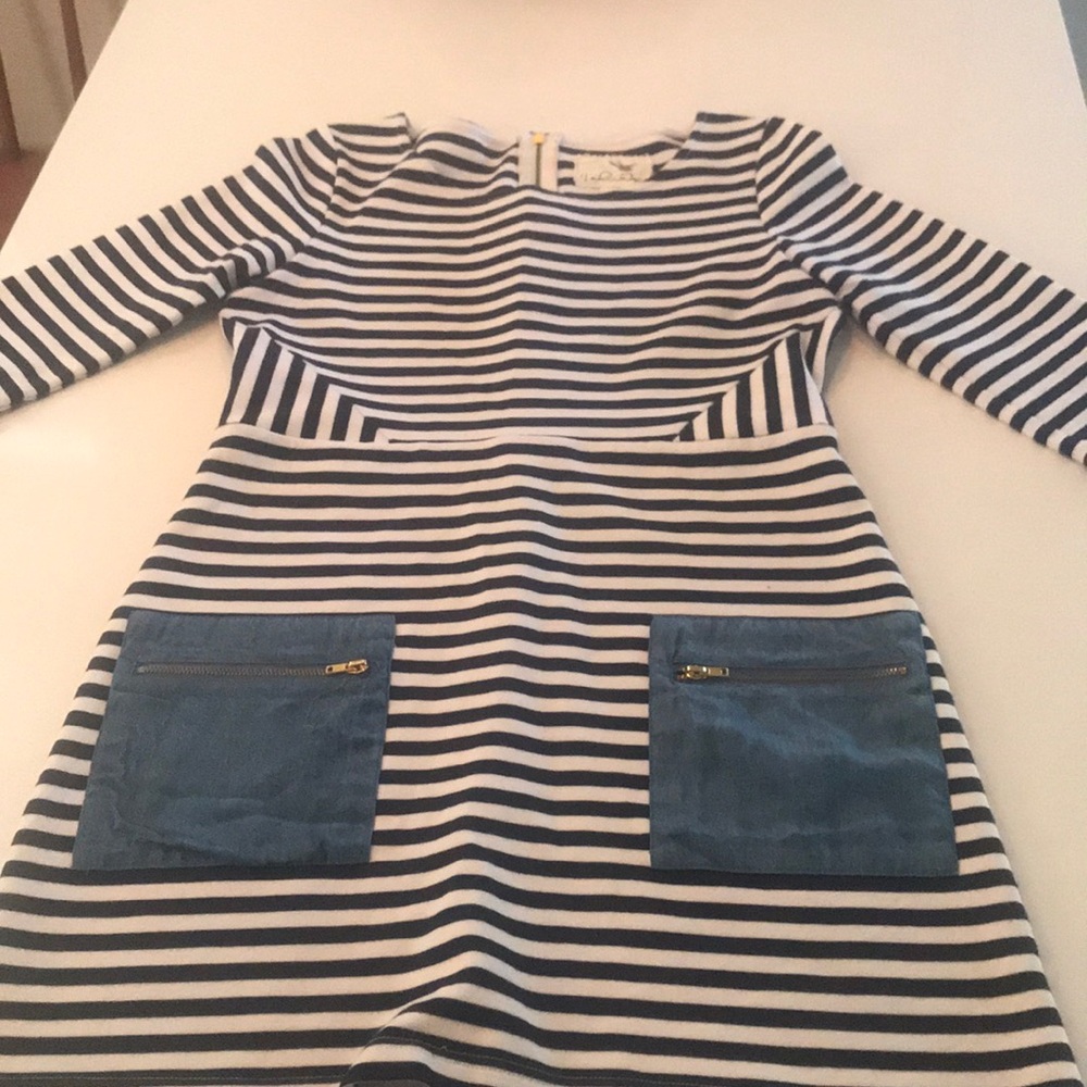 Navy blue and horizontal striped dress